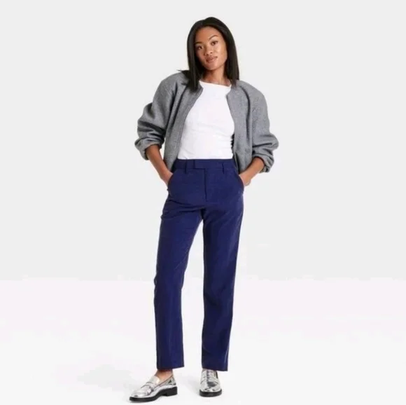 A New Day Women's High-Rise Stovepipe Trousers-Navy - Picture 3 of 5